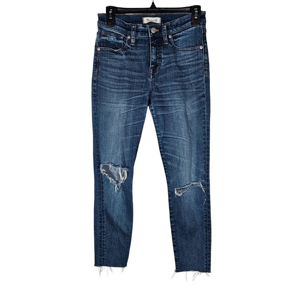 Madewell Womens Skinny Jeans 26 Blue Medium Wash Mid Rise Distressed Denim
